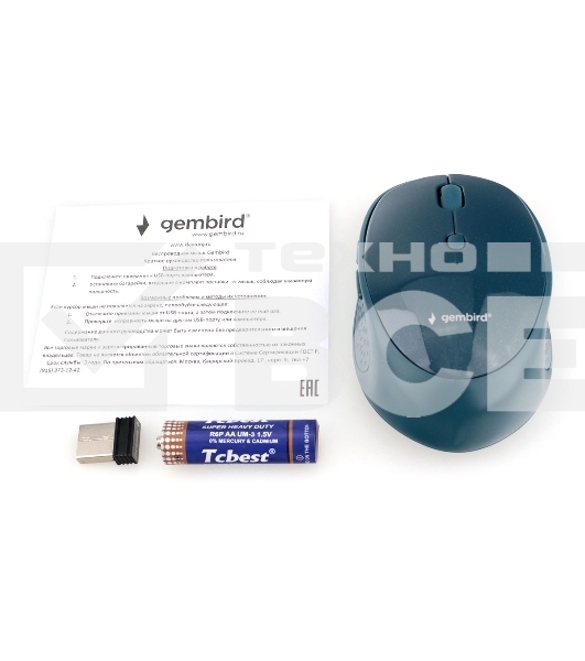 Мышь беспроводная Gembird MUSW-550 синий, 1600 dpi, радиоканал, Bluetooth, USB, кнопки - 6