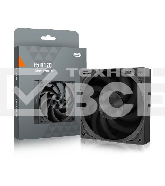 Кулер для корпуса PCCooler F5R120 черный (120x120x25mm, 4-pin PWM, 86.73CFM, 32dBA, 2200RPM)