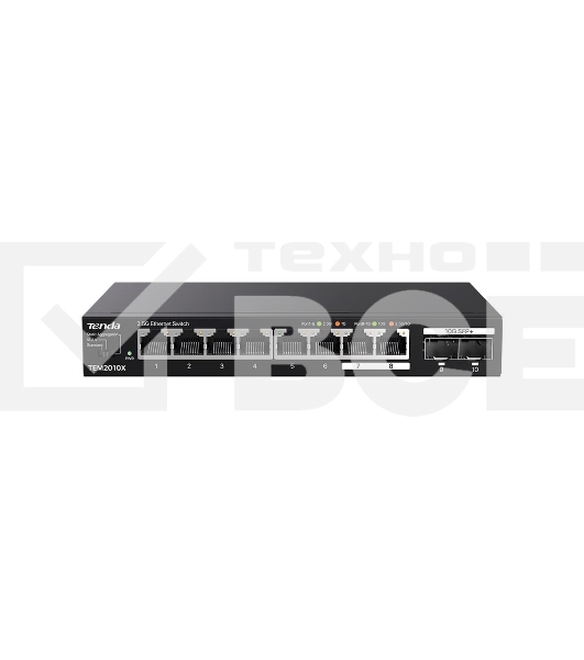 Сетевой коммутатор TENDA TEM2010X Настольное исполнение 8x10Base-T / 100Base-TX / 1000Base-T 2xSFP+ 12 Вт TEM2010X