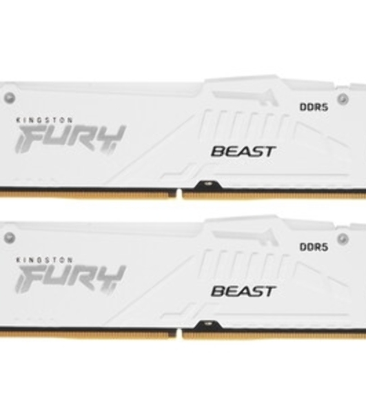 Оперативная память Kingston Fury Beast, DDR5, 32Gb (2x16Gb), 6000MHz, CL36, DIMM, с радиаторами, RGB, белый