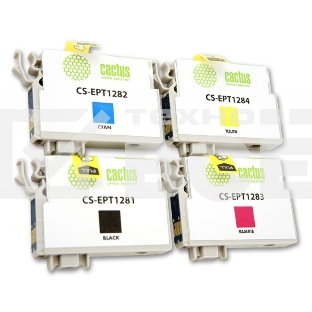 Картридж струйный Cactus CS-EPT1285 черный/голубой/пурпурный/желтый (31 мл) для Epson Stylus SX125/SX425W/SX420W/S22/Office BX305F/BX305FW