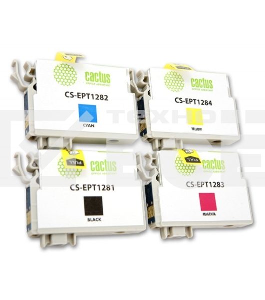 Картридж струйный Cactus CS-EPT1285 черный/голубой/пурпурный/желтый (31 мл) для Epson Stylus SX125/SX425W/SX420W/S22/Office BX305F/BX305FW