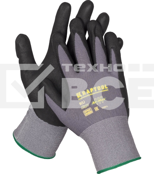 Перчатки нейлоновые KRAFTOOL EXPERT, 15 класс, вспененное нитриловое покрытие, размер XL