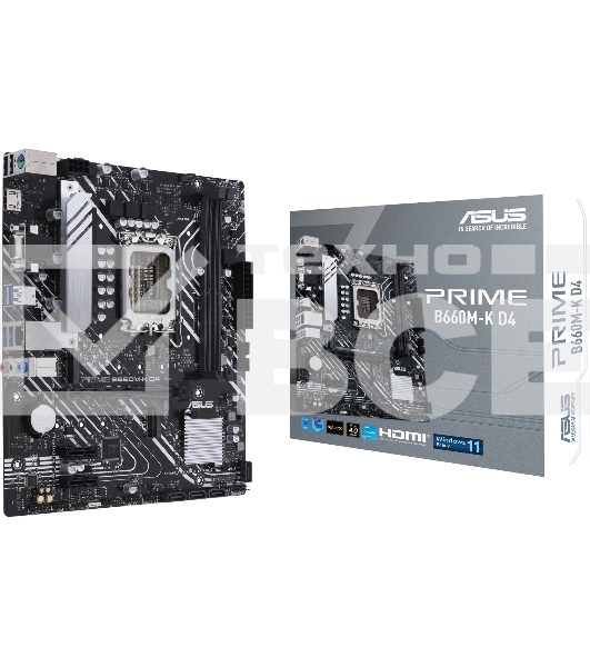 Материнская плата ASUS PRIME B660M-K D4, Socket LGA 1700, Intel B660, 2xDDR4, 4xSATA, 2xM.2, 1xPCIe 4.0 x16, 2xPCIe x1, 1xHDMI, 1xVGA, 1x 1Gb LAN, 4xUSB-A 3.2 Gen 1, 2xUSB-A 2.0, 3x3.5 мм, 7.1, mATX