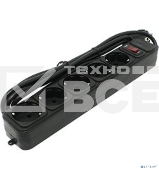 Сетевой фильтр ExeGate EX221185RUS SP-5-3B (5 розеток, 3м, евровилка, черный)