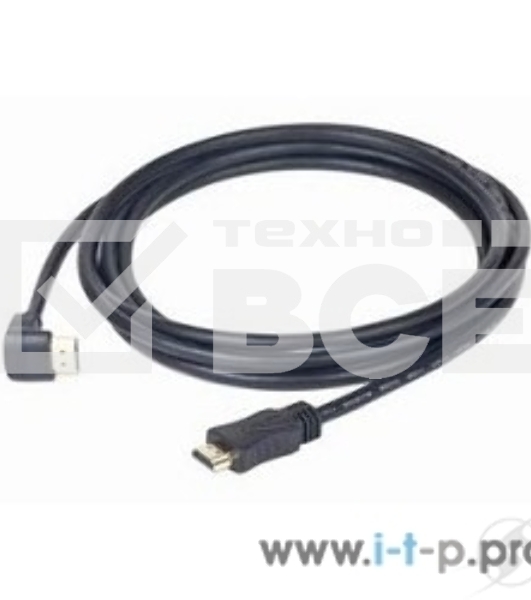 Кабель Cablexpert HDMI CC-HDMI490-15, 19M/19M, v2.0, медь, позол.разъемы, экран, угловой, 4.5м, черный, пакет