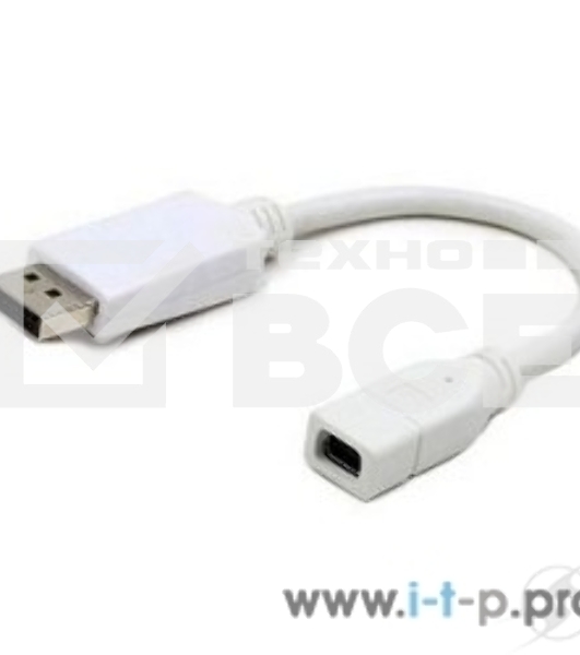 Переходник miniDisplayPort - DisplayPort, Cablexpert A-mDPF-DPM-001-W, 20F/20M, длина 16см, белый, пакет