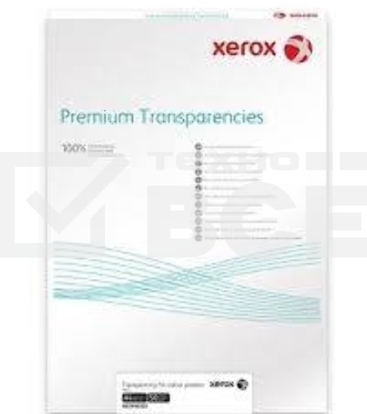 Пленка прозрачная Premium XEROX для ч/б лазерной печати A4, 100гр/м2,100 л. (без подложки и полосы)