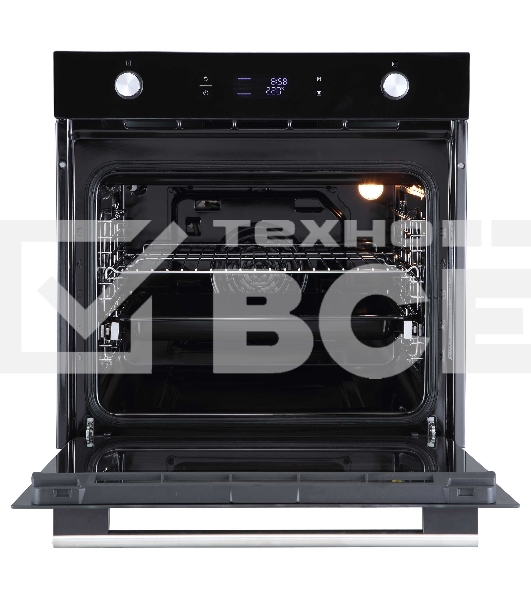 Духовой шкаф встраиваемый полноразмерный Evelux EO 650 PB, 60 см, 9 режимов, 70л, черное стекло