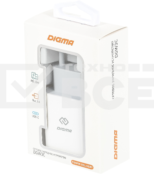 Сетевое зарядное устройство Digma DGW3C 3A PD белый