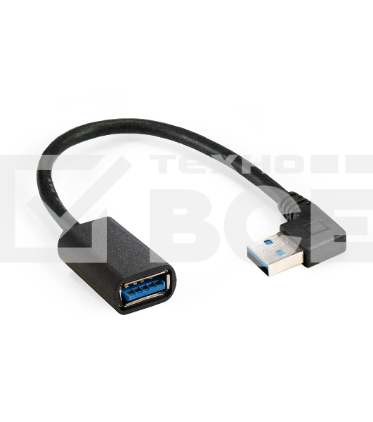 Удлинитель USB 3.0 ExeGate EX-CC-USB3-AMAF-0.15L (Am/Af, угловой 90-градусный коннектор (горизонтальный левый), 0,15м)