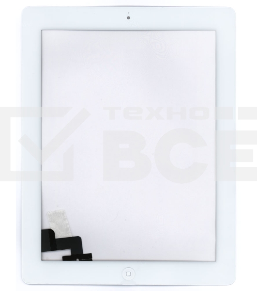 Сенсорное стекло (тачскрин) для iPad 2 (A1395, A1396, A1397), белое с кнопкой OEM