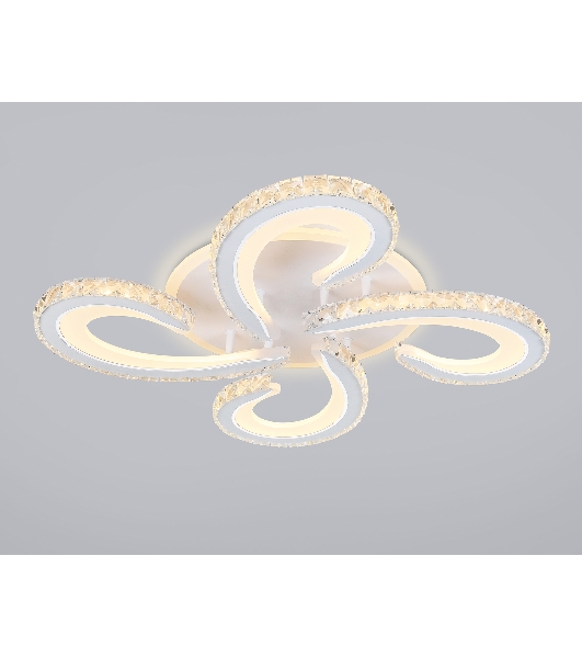 Потолочный светодиодный светильник Ambrella light FA1702/4 WH/CH белый/хром 121W 3000K-6400K 560*560*90 (ПДУ РАДИО 2.4G)