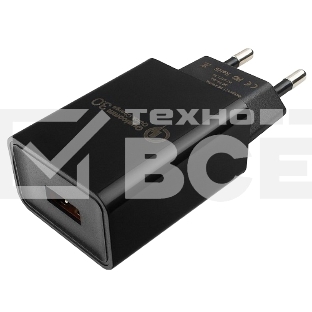 Адаптер питания Cablexpert MP3A-PC-17, QC 3.0, 100/220V - 1 USB порт 5/9/12V, черный