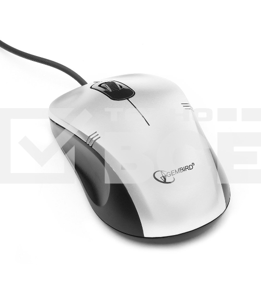 Мышь проводная Gembird MOP-100-S серебристый, 1000 dpi, USB, кнопки - 3