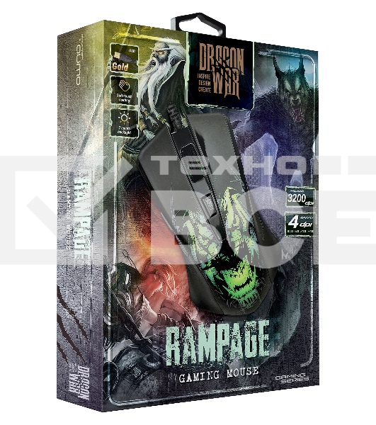 Мышь проводная Qumo Rampage M49 черный, 3200 dpi, USB, кнопки - 6