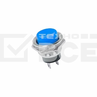 Выключатель-кнопка металл 250V 2А (2с) (ON)-OFF Ø16.2 синяя Rexant