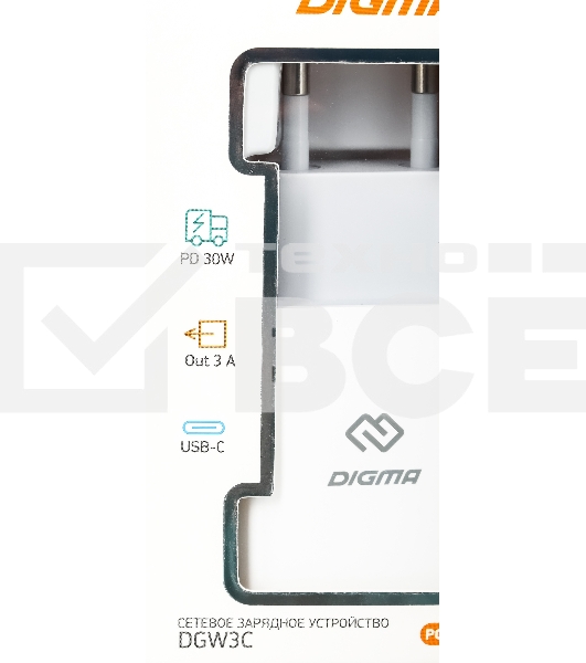 Сетевое зарядное устройство Digma DGW3C 3A PD белый