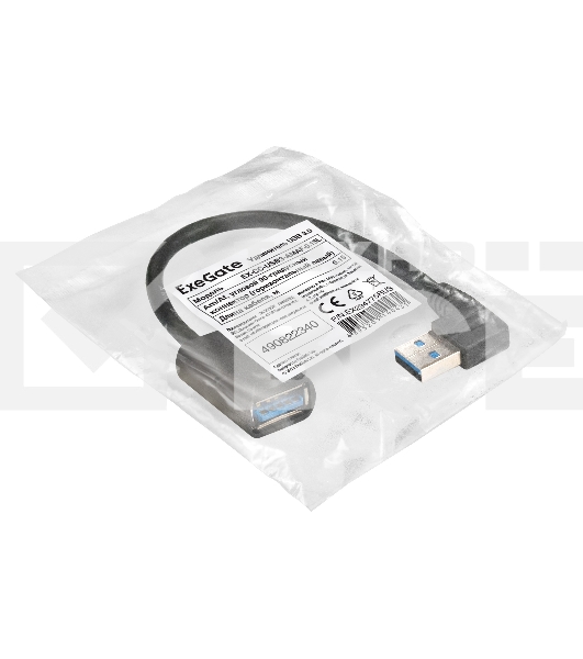 Удлинитель USB 3.0 ExeGate EX-CC-USB3-AMAF-0.15L (Am/Af, угловой 90-градусный коннектор (горизонтальный левый), 0,15м)