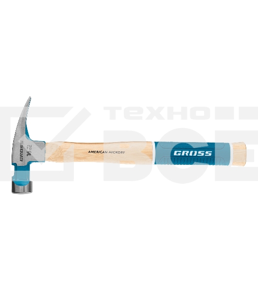 Молоток-гвоздодер Gross 10418 American hickory 450г, угол 75, магнит, обрезиненная рукоятка