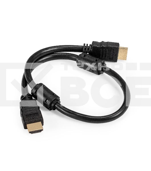 Кабель HDMI ExeGate EX-CC-HDMI2-0.5F (19M/19M, v2.0, 0,5м, 4K UHD, Ethernet, ферритовые кольца, позолоченные контакты)