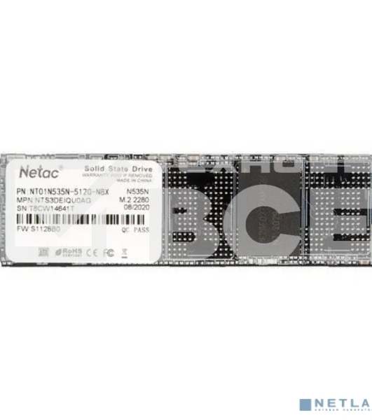 Накопитель SSD Netac N535N, 512GB, M.2 2280, SATA-III, R/W 540/490