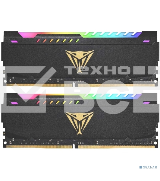Оперативная память Patriot Viper Steel, DDR4, 16GB (2x8GB), 3600MHz, CL20, DIMM, с радиатором, RGB, черный