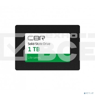 Накопитель SSD CBR SSD-001Tb-2.5-LT22, серия 'Lite', 1024 Gb, 2.5', SATA III 6 Gbit/s, SM2259XT, 3D TLC NAND, R/W speed up to 550/520 Mb/s, TbW (Tb) 500