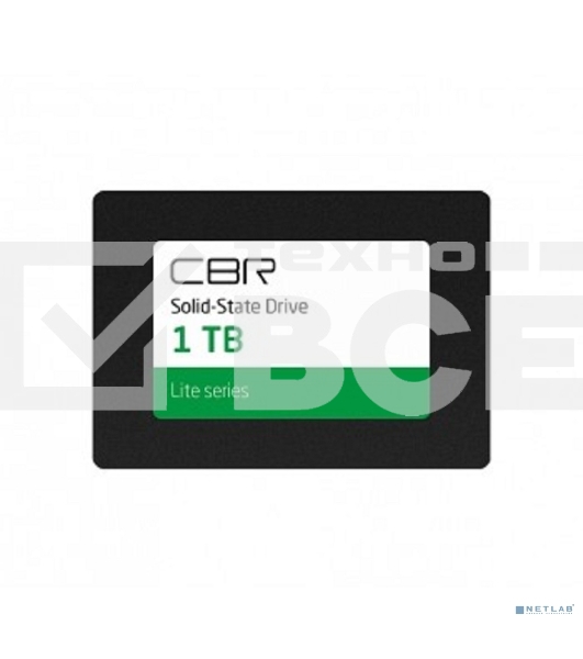 Накопитель SSD CBR SSD-001Tb-2.5-LT22, серия 'Lite', 1024 Gb, 2.5', SATA III 6 Gbit/s, SM2259XT, 3D TLC NAND, R/W speed up to 550/520 Mb/s, TbW (Tb) 500