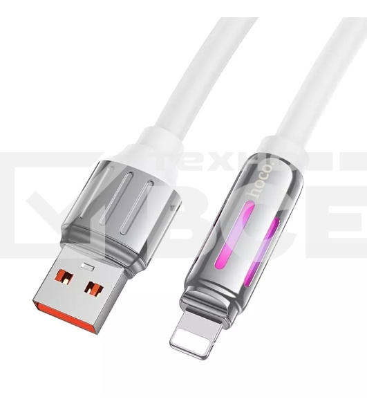 Кабель USB HOCO U136 Prize, USB - Lightning, 2.4А, 1.2м, белый