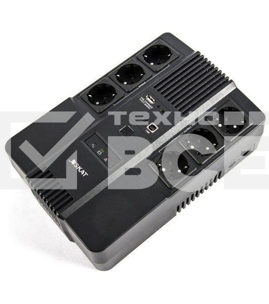 Источник бесперебойного питания Бастион SKAT-UPS 600 AI 220В 360Вт 1АКБ 7А·ч внутр. меандр. стаб-ция напр-я. 6 выходов (8998)