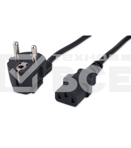 Кабель питания Гарнизон GPC-186-0.5-1.8M, Schuko-C13, 3x0.5мм2, 6A, CCA, с заземлением, 1.8м, черный, пакет