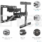 Кронштейн для телевизора Kromax Ultra Slim-102 черный, 3 шт/уп. Кр. стал. наст. для TV 32'-90', max 60 кг, накл. +5°-10°, пов. ±60° от ст. 23-415 мм, max VESA 600x400 мм., фото3