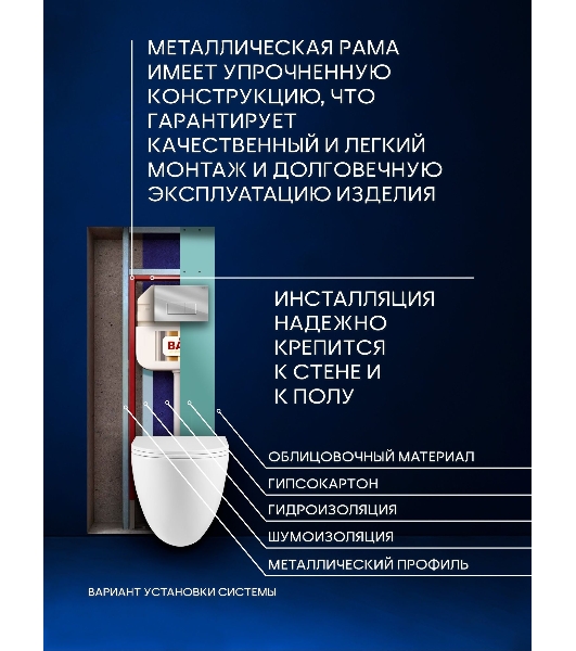 Комплект BAU 6 в 1: рамная инсталляция BAU NEO 45, унитаз подвесной безободковый вихревой со скрытым сливом Bau Dream Hurricane3, сиденье дюропласт микролифт, кнопка смыва BAU Hotel , хром