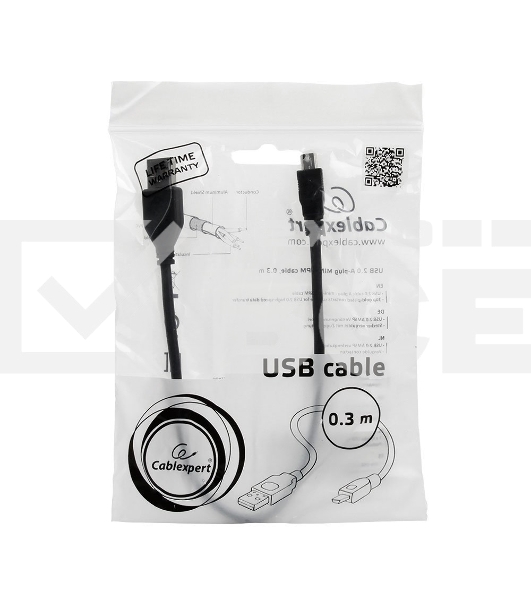 Кабель Gembird CCP-USB2-AM5P-1 USB 2.0 кабель PRO для соед. 0,3м AM/miniBM  позол.конт., черный 