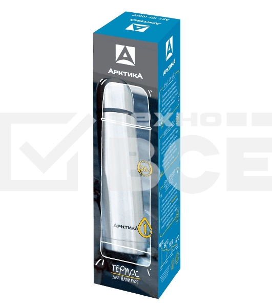 Термос Арктика 101-750, 0,75 л, узкое горло, классический, холод/тепло 26 ч