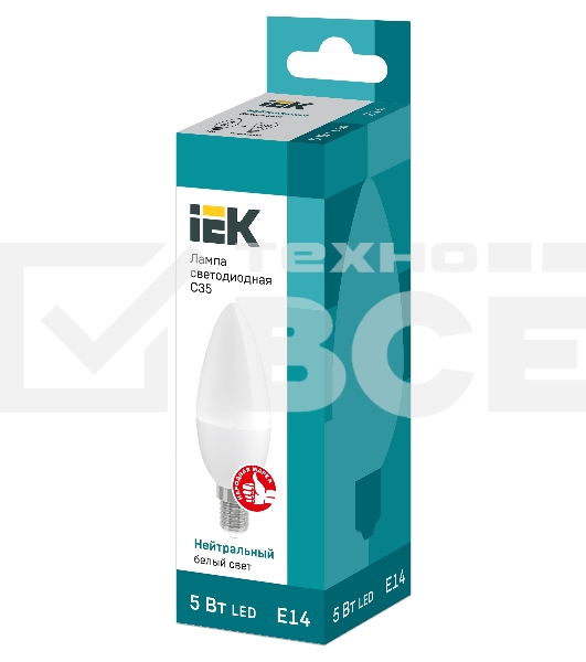 Лампа Iek LLE-C35-5-230-40-E14 светодиодная ECO C35 свеча 5Вт 230В 4000К E14 IEK