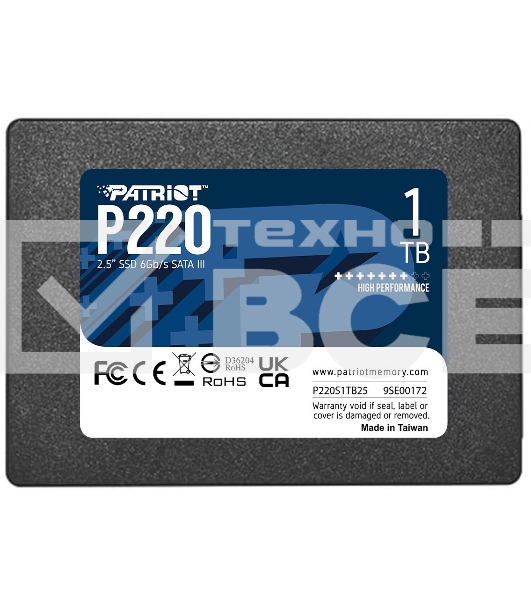 Накопитель SSD Patriot P220, 1TB, SATA III, 2.5