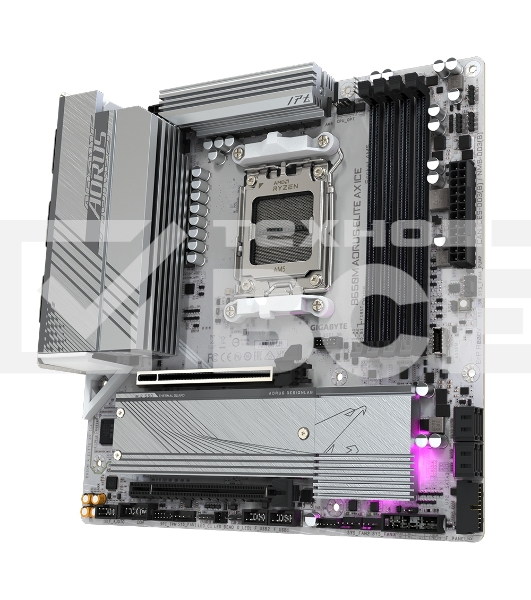 Материнская плата Gigabyte B650M AORUS ELITE AX ICE SocketAM5 AMD B650 4xDDR5 mATX AC`97 8ch(7.1) 2.5Gg RAID+HDMI+DP