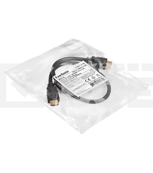 Кабель HDMI ExeGate EX-CC-HDMI2-0.5F (19M/19M, v2.0, 0,5м, 4K UHD, Ethernet, ферритовые кольца, позолоченные контакты)