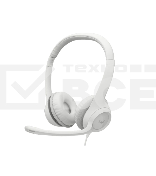 Гарнитура проводная с микрофоном Logitech H390 белый 1.9м накладные USB оголовье (981-001288)