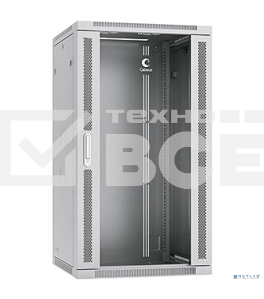 Шкаф телекоммуникационный настенный Cabeus SH-05F, 19', 22U, 1082х600х600 мм (ВхШхГ), дверь: стекло, разборный, цвет: серый