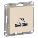 Розетка USB, 5В, 1 порт x 2,1 А, 2 порта х 1,05 А, механизм ATN000233 Schneider Electric Бежевый, фото2
