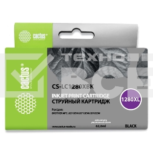 Картридж струйный Cactus CS-LC1280XBK черный (62 мл) для Brother MFC-J6510/6910DW