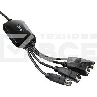 Разветвитель USB 2.0 Buro BU-HUB4-0.3-U2.0-Splitter 4порт. черный
