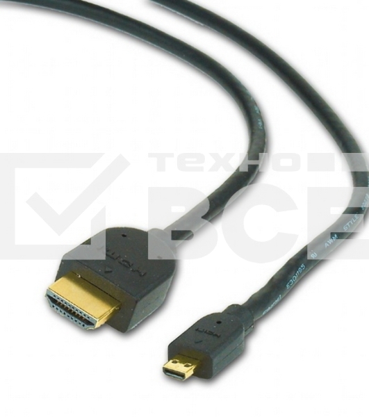 Кабель Cablexpert HDMI-micro HDMI CC-HDMID-6, 19M/19M, v2.0, медь, позол.разъемы, экран, 1.8м, черный, пакет