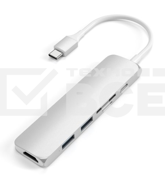 USB-C адаптер Satechi Type-C Slim Multiport Adapter V2. Интерфейс USB-C. серебристый.