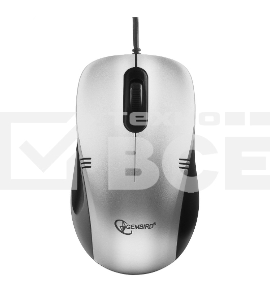 Мышь проводная Gembird MOP-100-S серебристый, 1000 dpi, USB, кнопки - 3