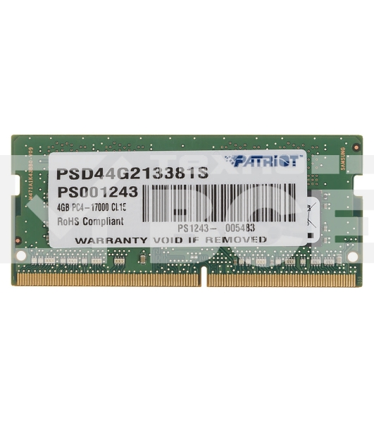Оперативная память Patriot, DDR4, 4GB (1x4 GB), 2133 MHz, CL15, SO-DIMM