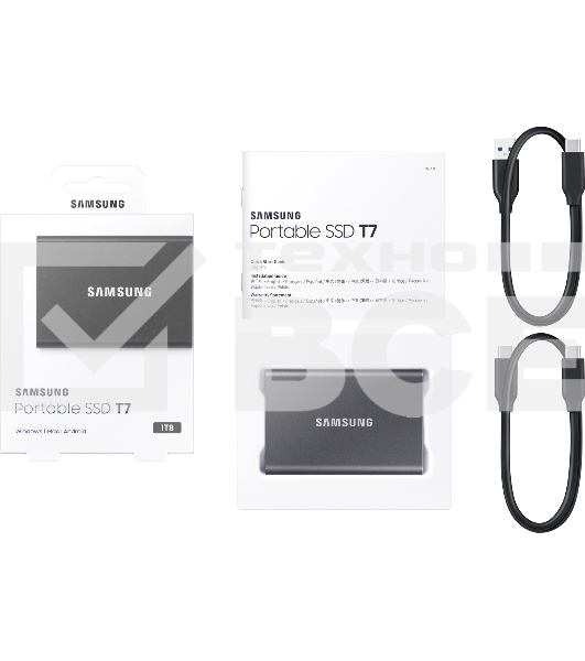 Накопитель SSD Samsung External T7 MU-PC1T0T/WW, 1ТБ, USB 3.2, черный